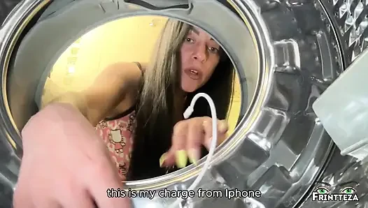 Stepmom Almost Caught Stepdad Fuck Stepdaughter Stuck in Washing Machine.