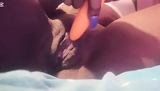 MILF Mia returns from the beach and masturbates her pussy.