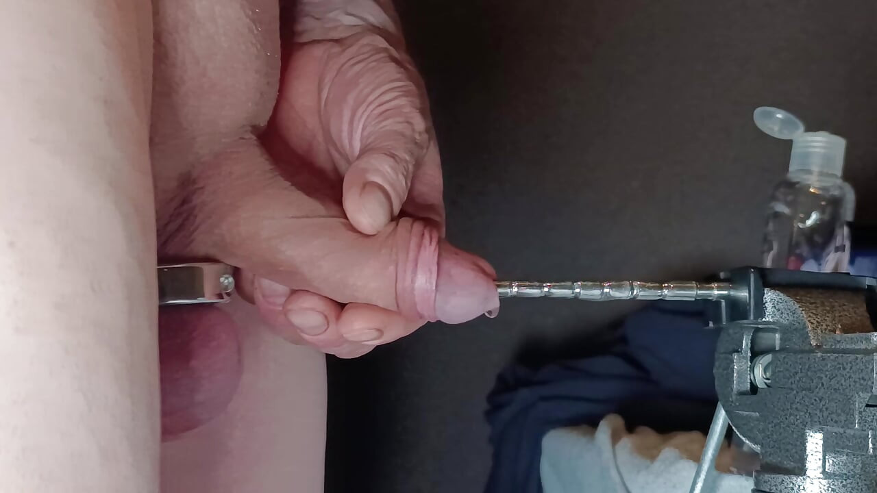 probing, testicle ring, excess, cbt, flaccid cock, man alone, urethra probing, urethra fuck