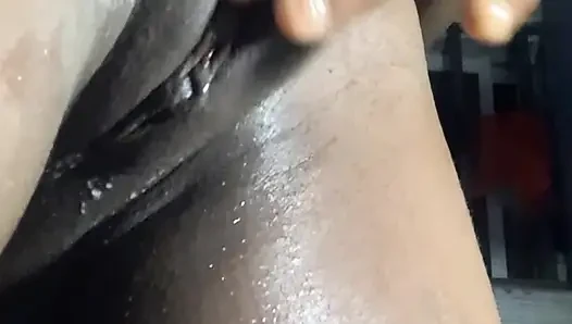 Creamy Ebony teen getting Fucked  On parents Bed while  Out -Hot Fuck POv