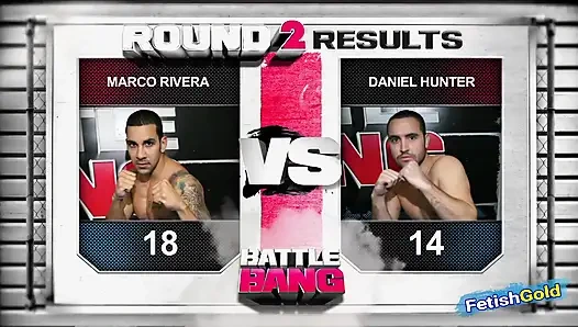 Muscular guy looses fight and have sex with chubby brunette as punishment