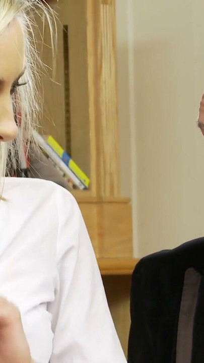 Sexy schoolgirls are eager to learn how to ride cock in the principal's office | Clip 1