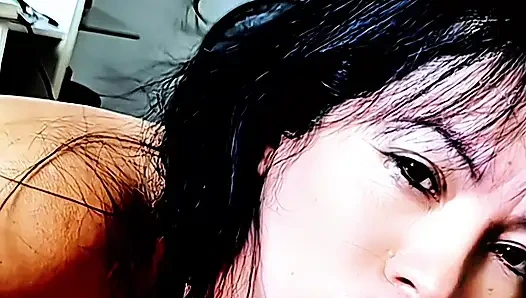 Beautiful and young friend from college leked doing amateur and risky blowjob up close and ends with cum in her mouth