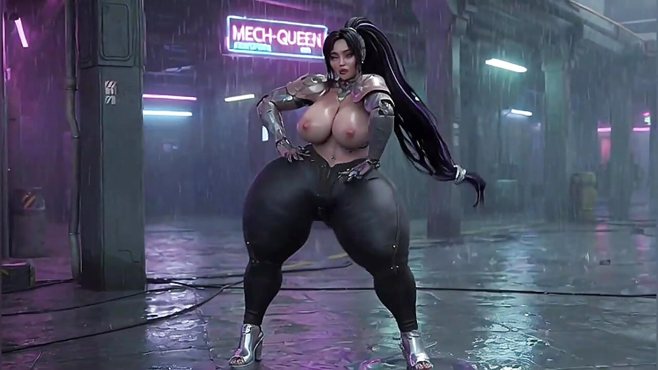 Une femme robot à gros nichons à gros nichons s’amuse