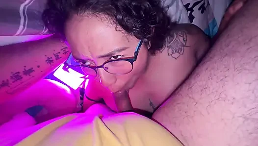 He sucks my small cock and I leave his mouth and face full of milk