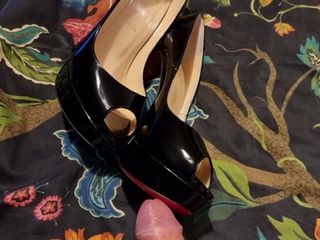 Cum over wife's peeptoe louboutin heels