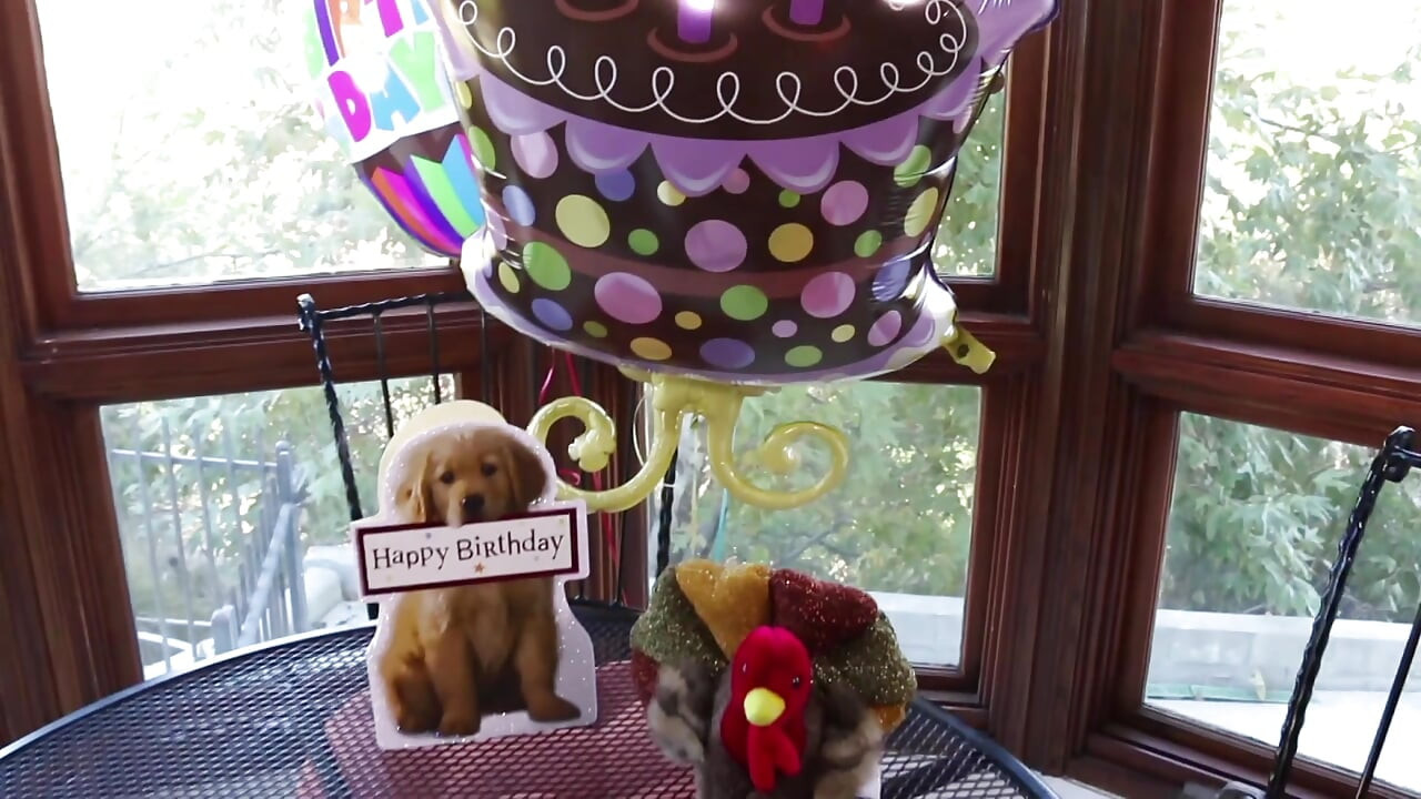 Two blonde girlfriends celebrate birthday and try on the hot desouses right away