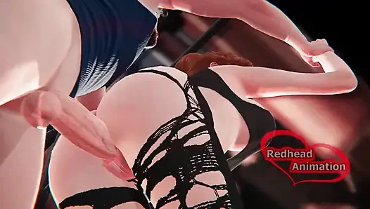 Olahraga di gym berambut merah