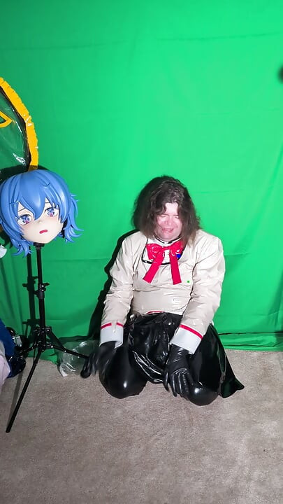 PVC Kigurumi Cosplayer Madoka Uniform Vibrator and Breathplay