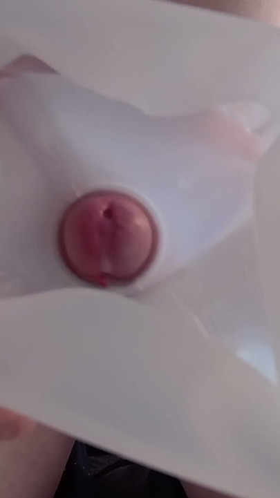 Straight guy gets his cock fucked in a milk bottle and cums hard. | Clip 2