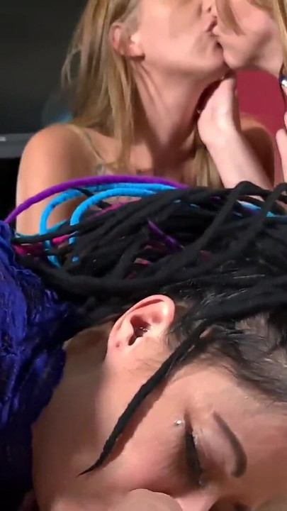 Thrilling moment from "3 girls are sharing the cock of Cheffie Shot"