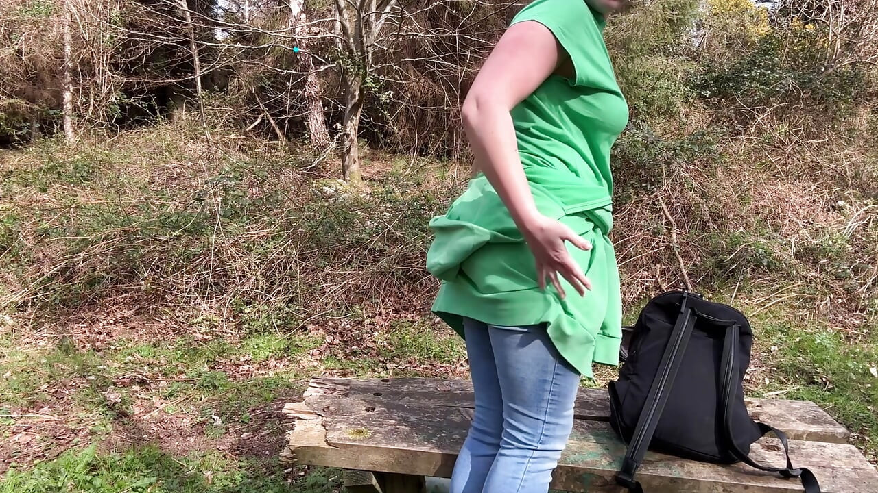 Desperate Outdoor Wetting Jeans on the Public Trail