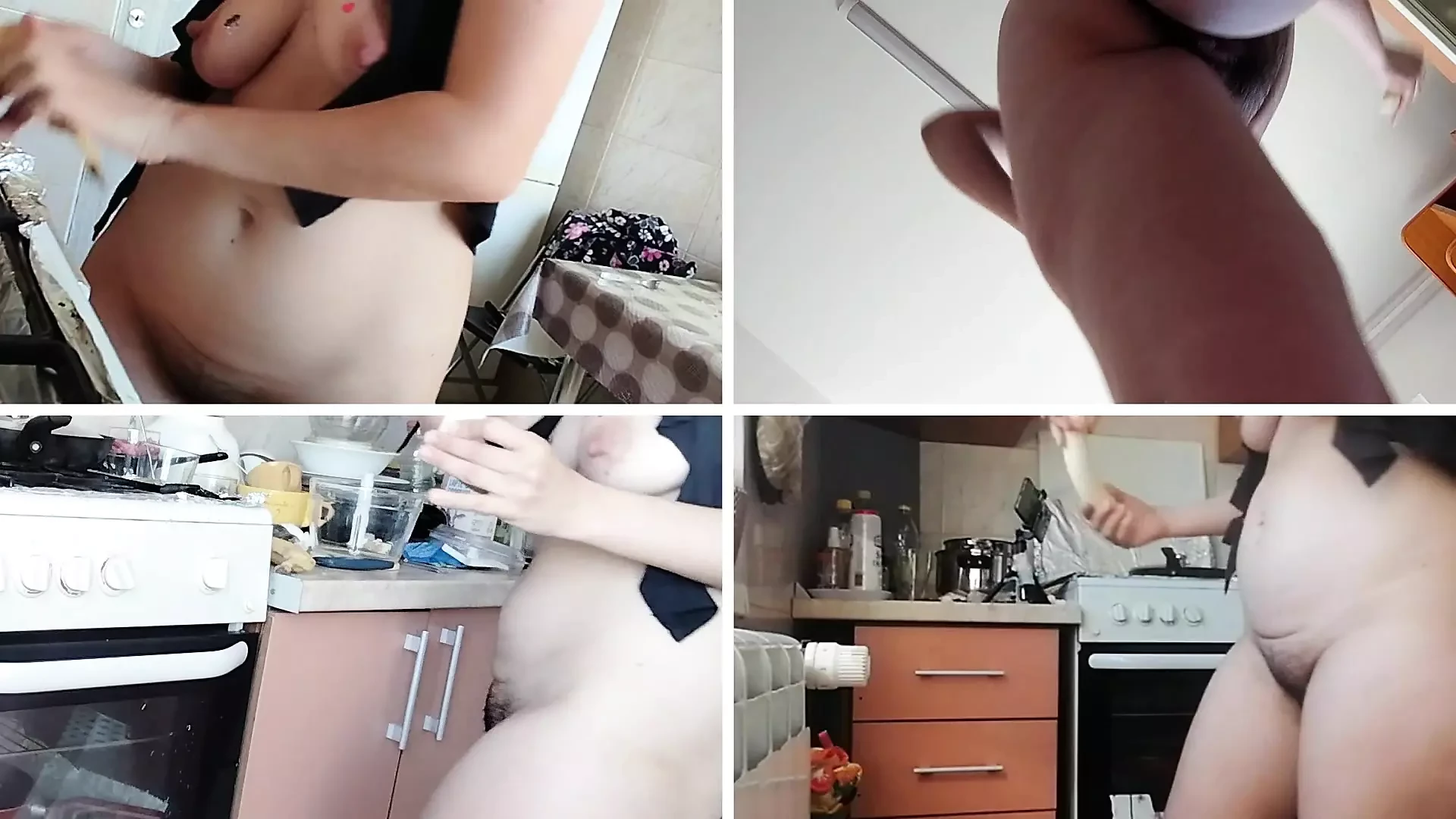 Seksi mama sprema doručak, dlakavu pičku, velike sise.
