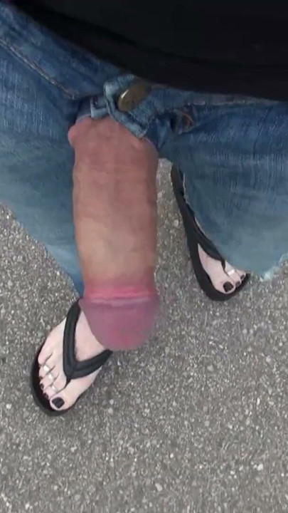 crossdresser with sexy feet flashing cock | Clip 2