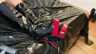 Cum on Black PVC High Heel Boots