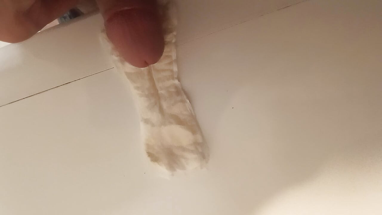 Ejaculation on wife's sanitary napkin