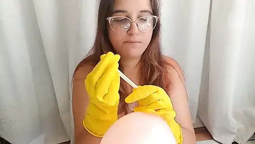 Latex Gloves Bubblegum and Balloon Blowing - Bunny Looner