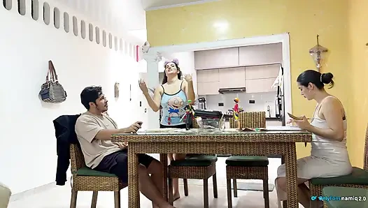 I fuck my girlfriend's daughter 18+ at the table while she doesn't see us!