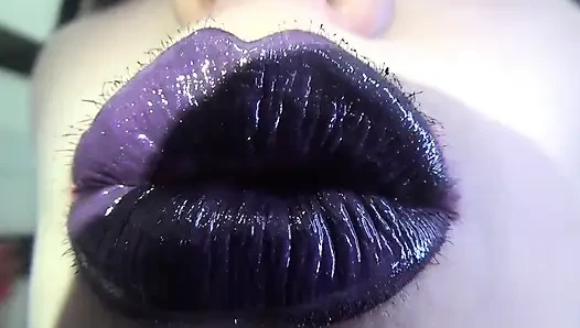 Bibir glossy ungu! Fetish ciuman dan bebek wajah!!