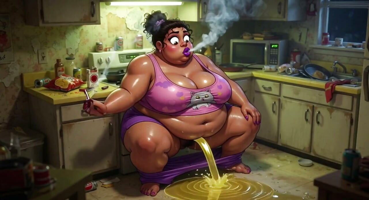 Very Pregnant BBW Smoking While Peeing - Big Belly & Dripping Pussy