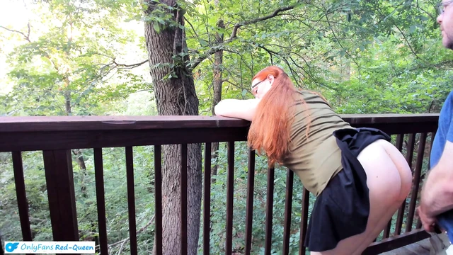 Sneaking Risky Public Trail Sex with a Redhead with Pigtails