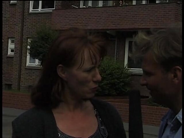 Blonde milf giving an interview