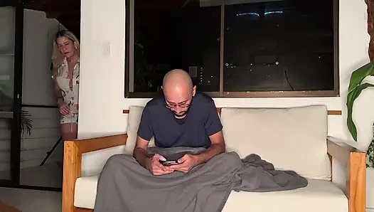 My horny brother-in-law is staying over, so I decide to ride his big, hairless cock with my MILF pussy until it's full of cum!