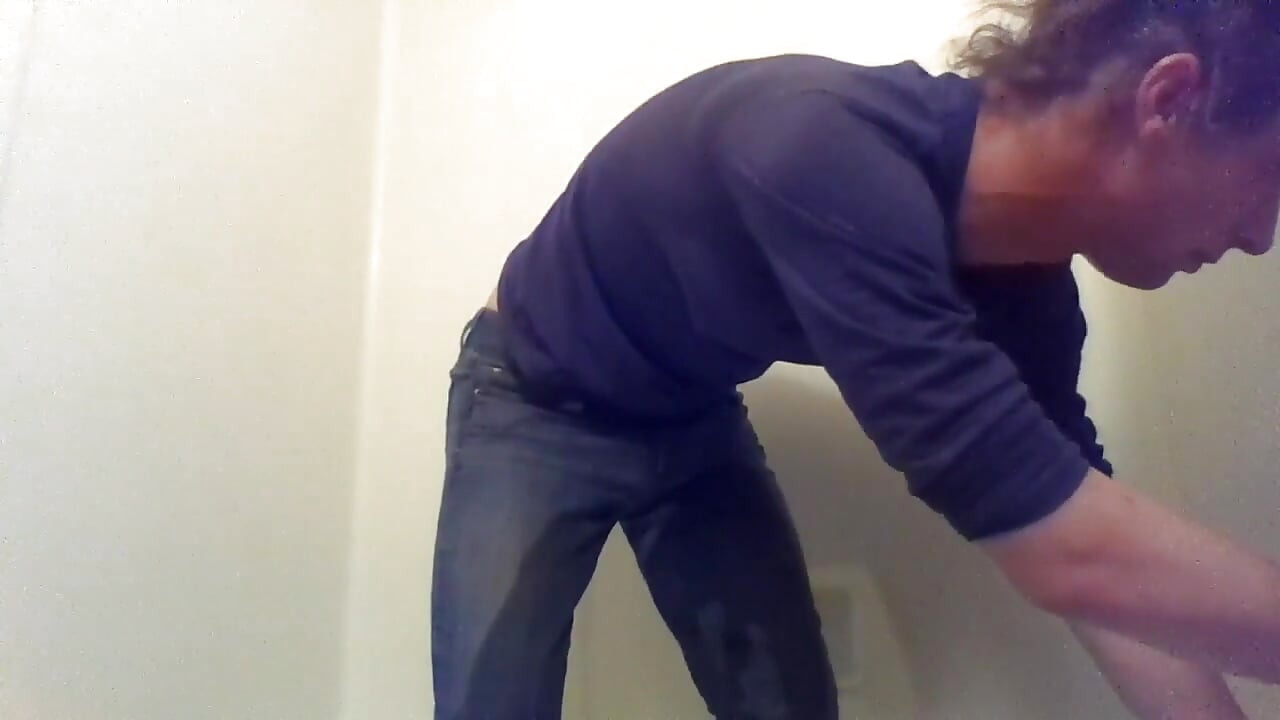 Cute Transgirl Pissing Jeans Intentionally for First Time; Fully Clothed