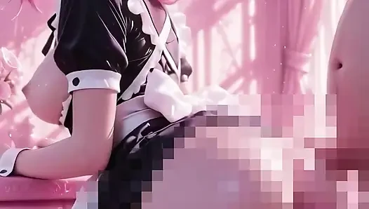 Geiles rosa haariges zimmermädchen bekommt ihre enge muschi im rosa zimmer mit dickem sperma gefüllt - schmutziger creampie
