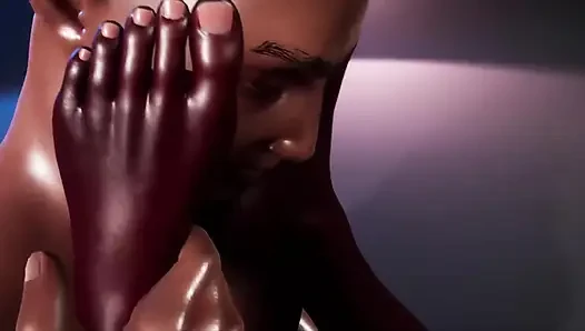 Cewek semok kulit hitam lagi asik ngentot kaki mereka pakai kaki seksi
