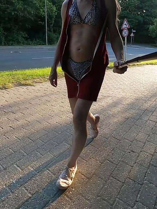 Walk in the Park with cum on street
