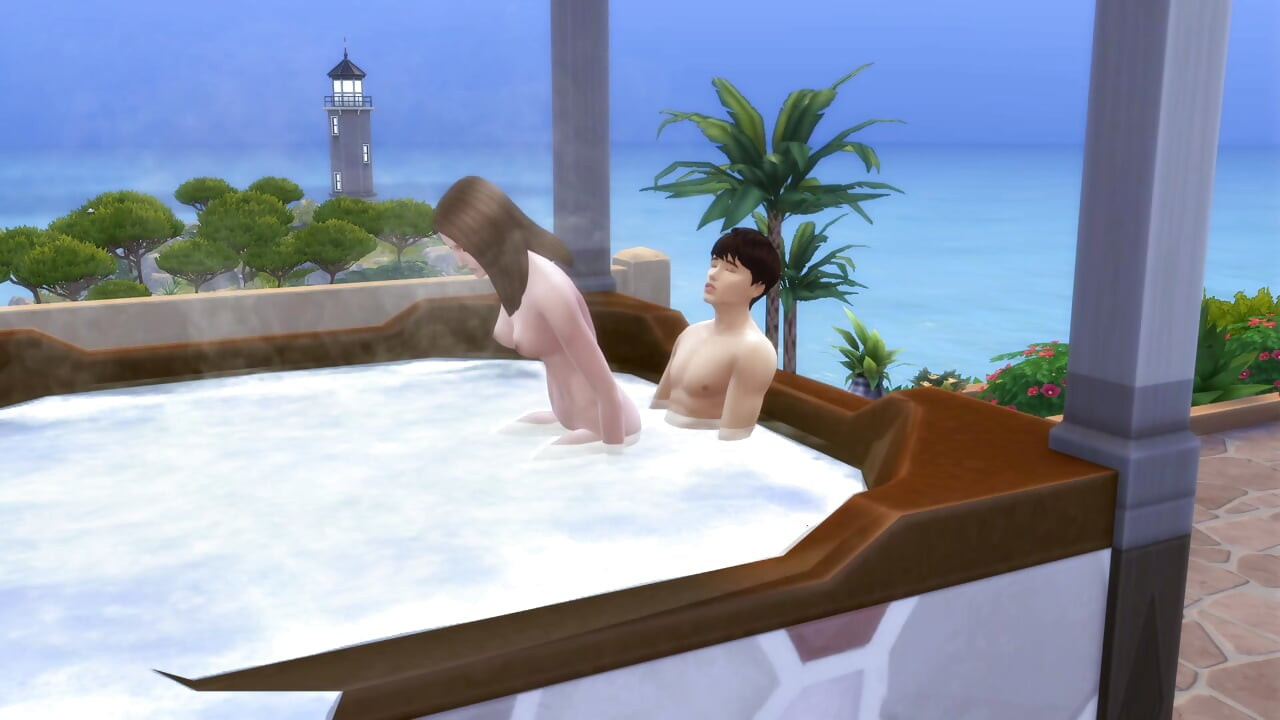 Couple on vacation take the opportunity to fuck in the hydro. The Sims