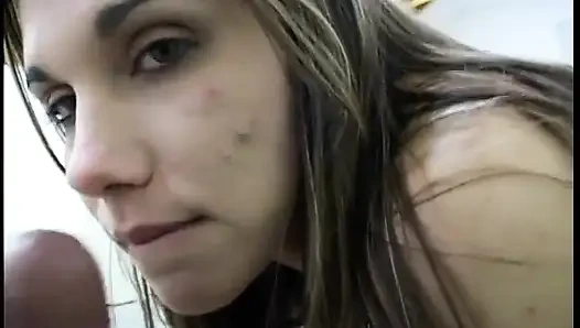 Young slut sucks big cock from POV