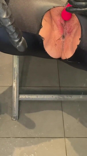 Unforgettable moment from "Shower Masturbation and Pissing in Leggings and PVC Boots"