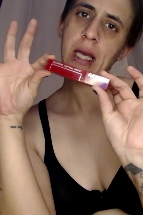 Thick Red Lipstick Application