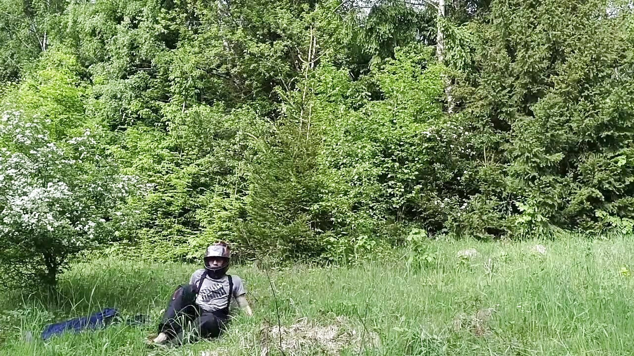 Masturbating Outside in the Woods Completely Naked, Huge Cumshot