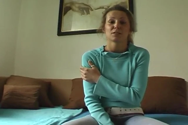 Sexy German babe playing with her sex toys in the living room