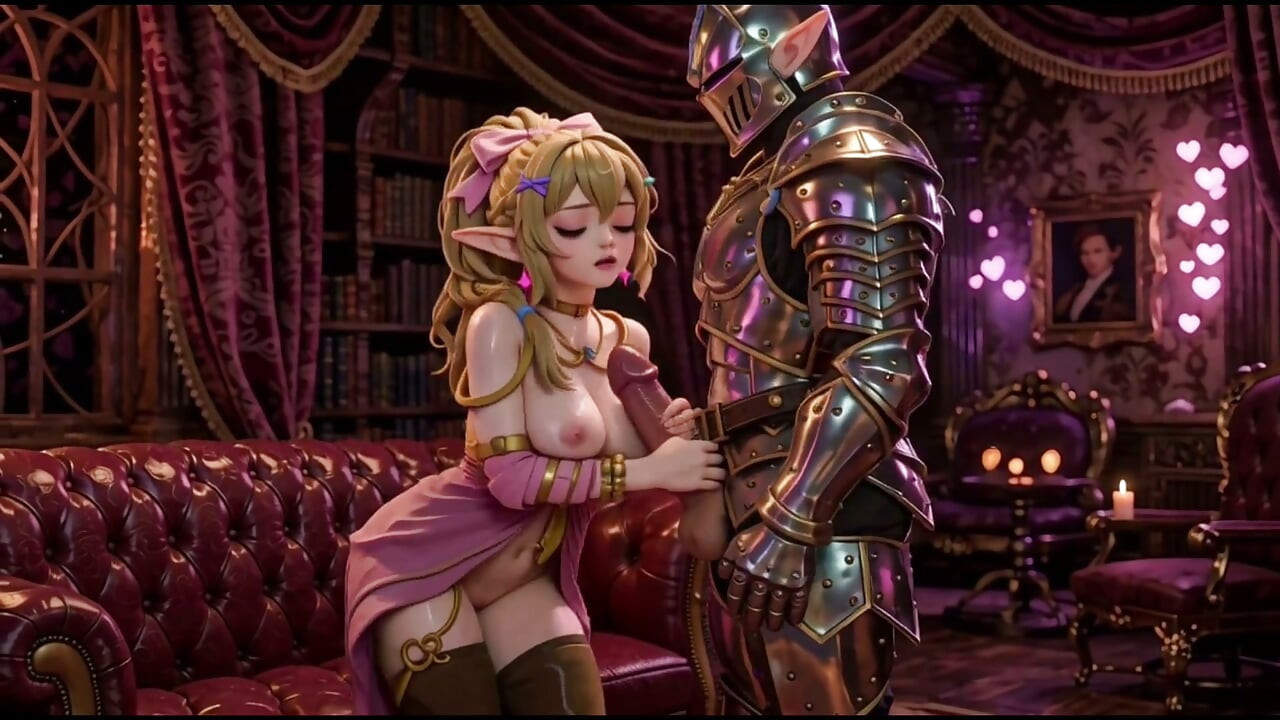3d Anime medival stripper masturbates and fucks knight