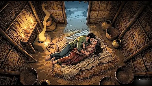 Raju and Seema started making a hut in the jungle and started having sex.