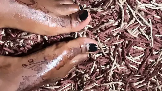 Hot ebony babe foot massage section