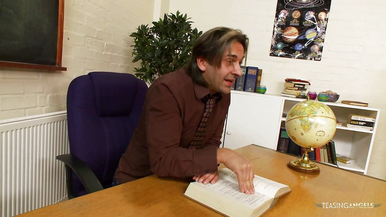 Babe in uniform fucks with her teacher in his office