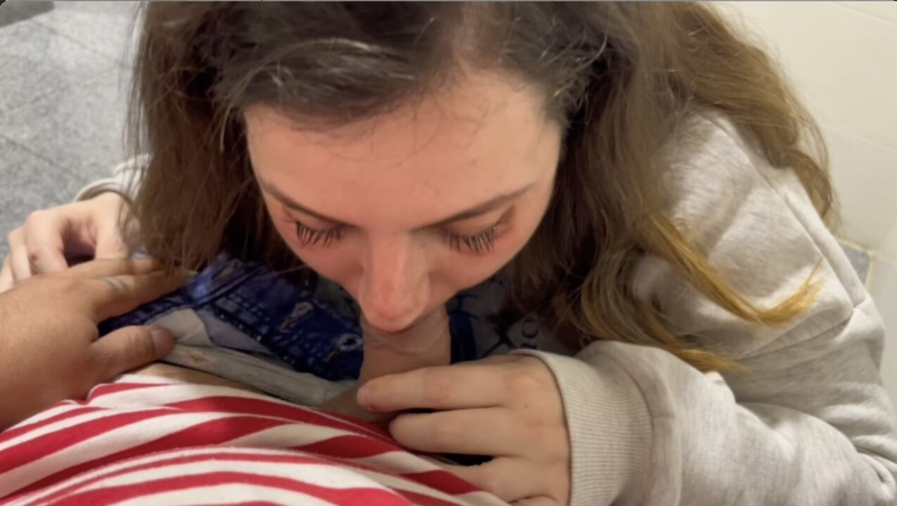 blonde gives blowjob and gets fucked in public