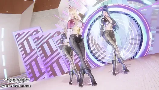 MMD - KARD - GUNSHOT - Ahri, Kaisa и Evelynn, сексуальная Kpop, Танцевальная лига легенд, хентай без цензуры, 4K 60FPS