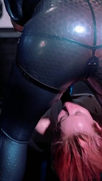 Stunning moment from "Ass licking and facefuck, latex rubber lesbians, strapon suck"