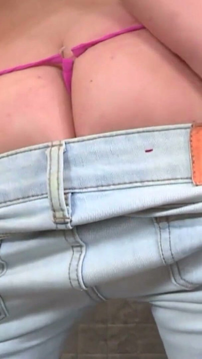 Horny Blonde College Hottie in Tight Jeans Spreading Cheeks! | Clip 1