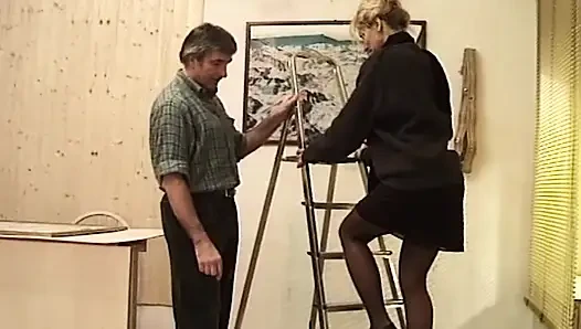 Mature Blonde MILF Fingered and Fucked Hard in Stockings