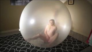 Pop and masturbing inside giant balloon