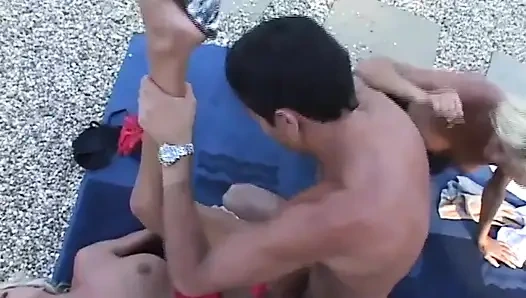 Two Sluts Fucked in a Garden by a Stranger