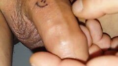 tattooed dick is touching masturbating and pissing  cum