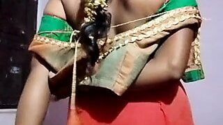 Swetha tamil wife saree strip record video 